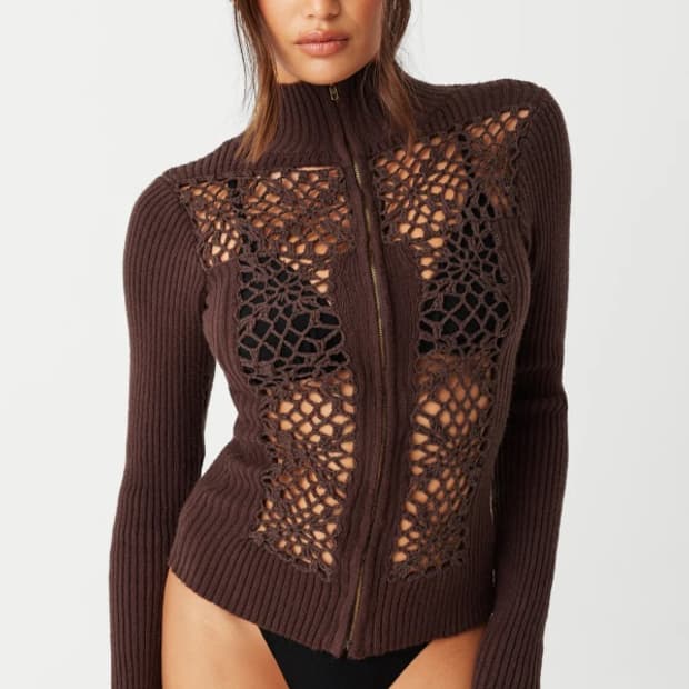 Frankies Bikinis 프랭키스 비키니스 크로셰 니트 집업