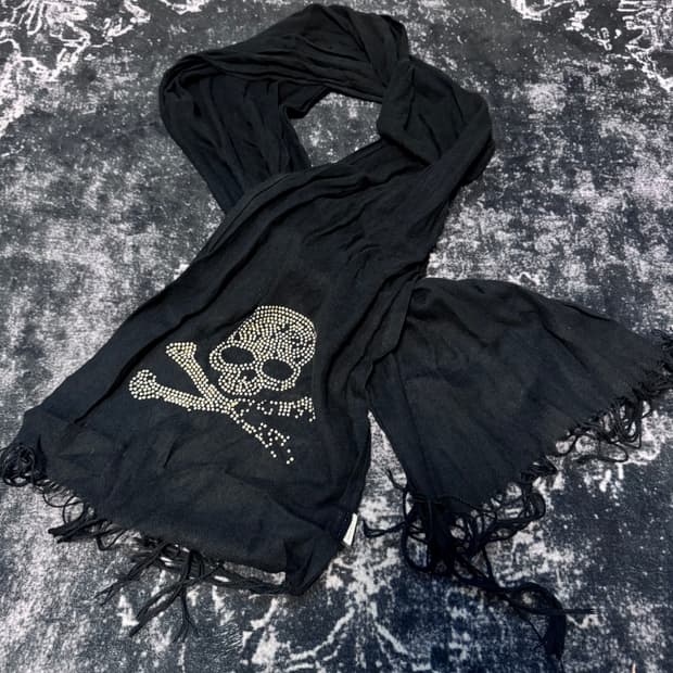00s Skull Design Black Scarf