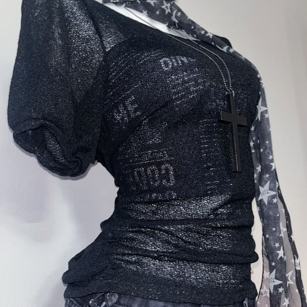 Cecil McBee 00‘s 갸루 시스루 반팔탑 3 Peice Set