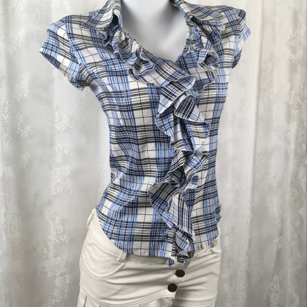 NARACAMICIE tartan ruffle blouse top