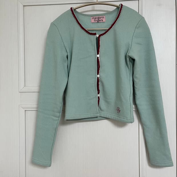 마가린핑거스 민트 기모 니트 가디건