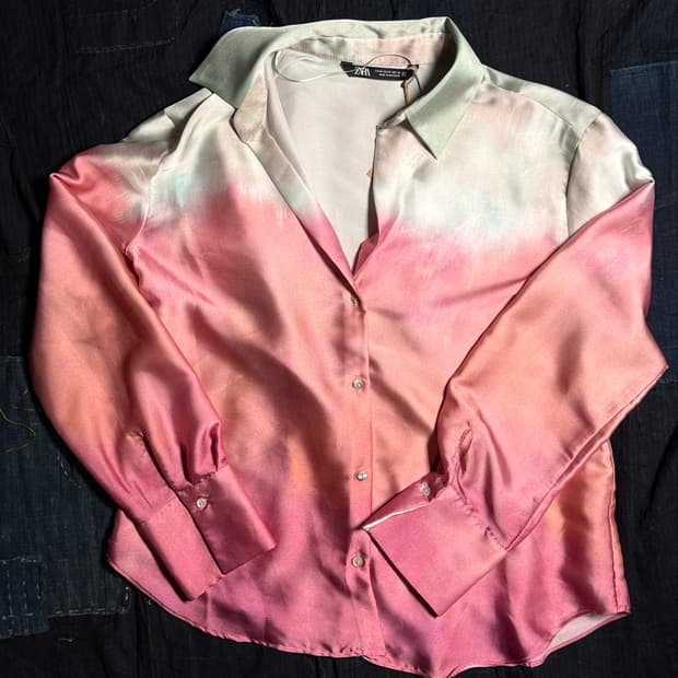 Zara 새틴 이팩트 타이다이 셔츠 M