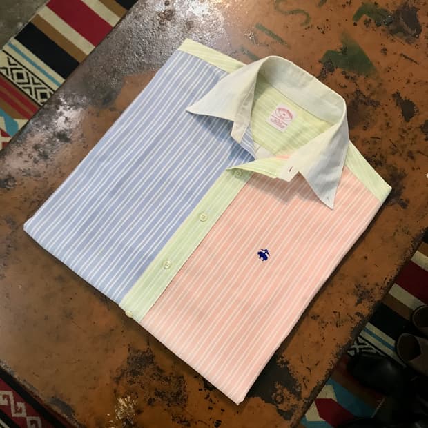 브룩스브라더스 멀티플 컬러 더블 스트라이프 옥스포드 셔츠 남성 105 