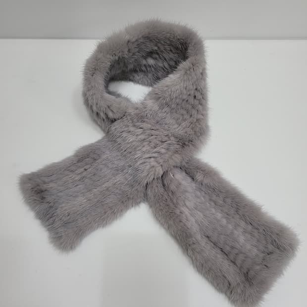 천연 밍크 니팅 머플러 / 총장 82 그레이
