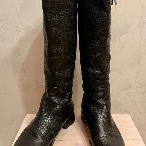 리얼 카우레더 지퍼 롱부츠 블랙 37사이즈(240)