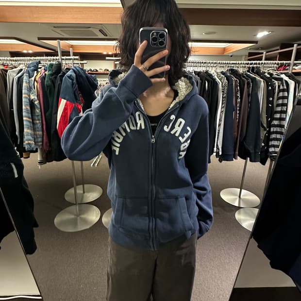 L)아베크롬비 빈티지 네이비 플리스 후드집업