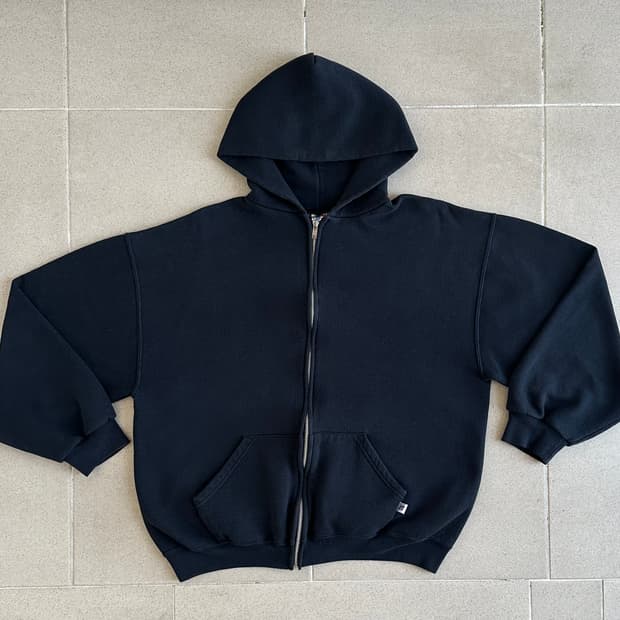 빈티지 러셀 후드집업 블랙 L