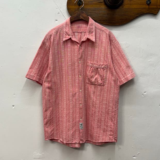 Japan Geometric Pattern Short Sleeve Shi