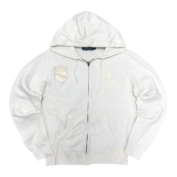 폴로 화이트 아이보리 빅포니 후드집업(S)