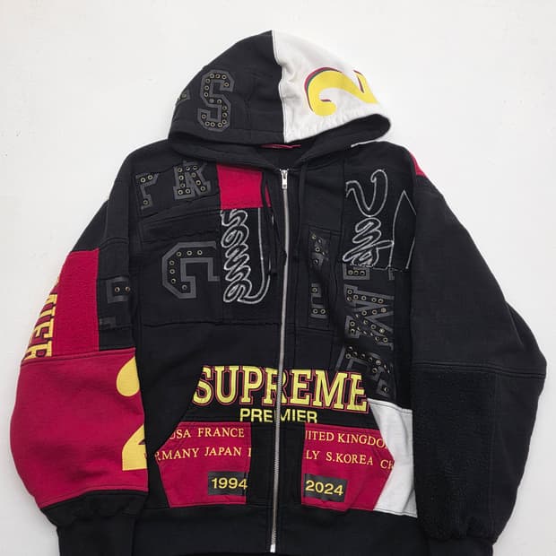 슈프림 패치워크 집업 후드 스웨트셔츠 블랙 - 25SS