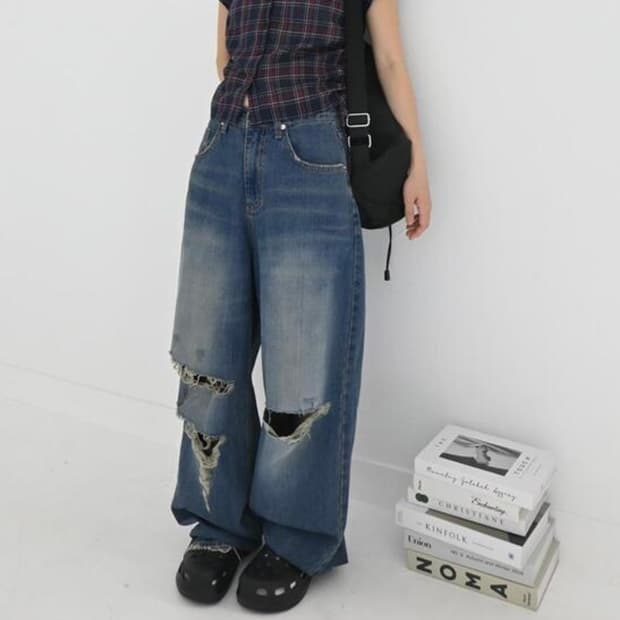 러브앤드팝 코로니 빈티지 데미지진 S