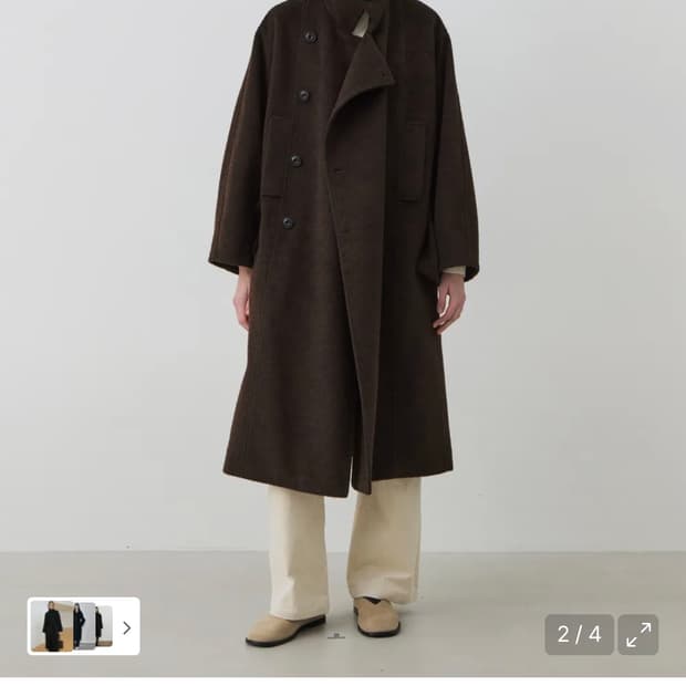 시티브리즈 울 슬로프 벨티드 롱 코트 M 브라운