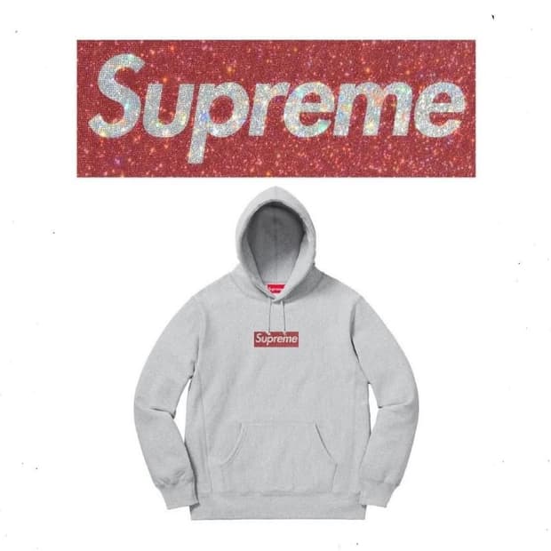 슈프림 스와로브스키 박스로고 후드티 M