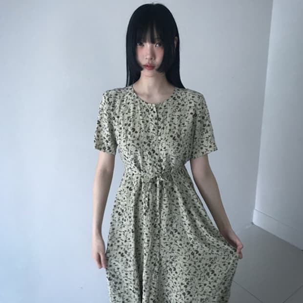Lily Floral Button Ribbon Dress