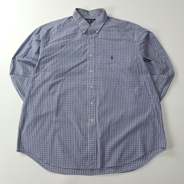 CA676 2XL 폴로 빅사이즈 90s 홍콩판 마이크로체크 셔츠 남방
