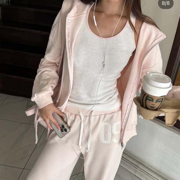 클리시어 09 셋업 핑크 후드집업 바지