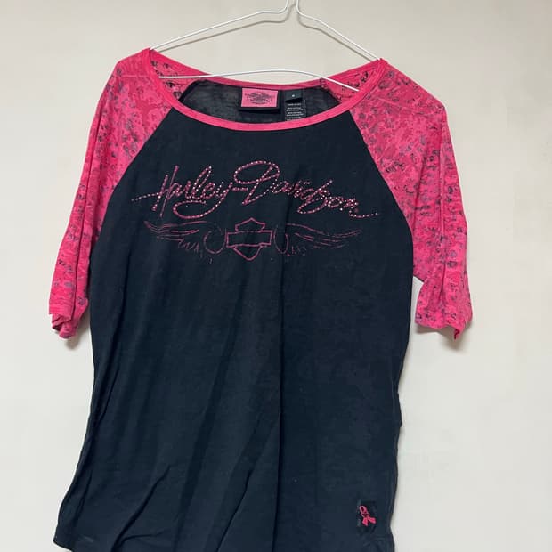 할리 데이비슨 y2k 핑크 링거티