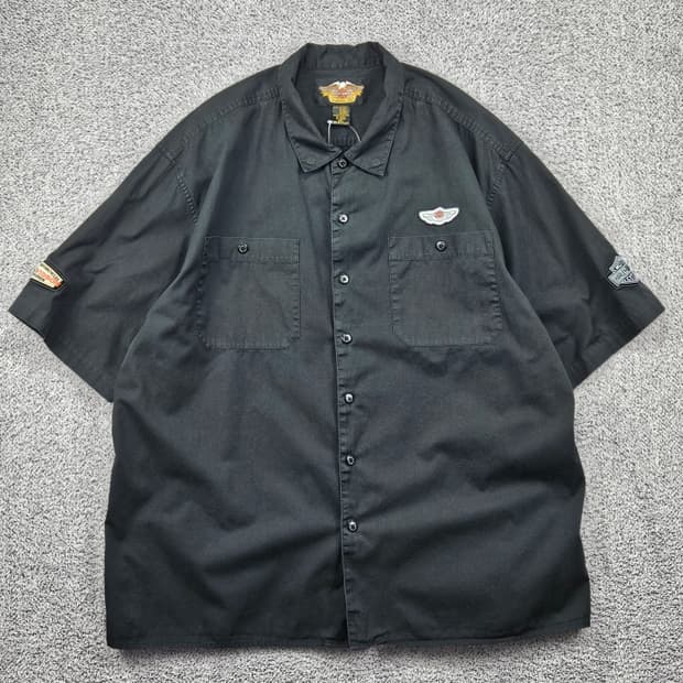 할리데이비슨 100주년 바이커 하프 반팔 셔츠 ( 2XL )/ 11864