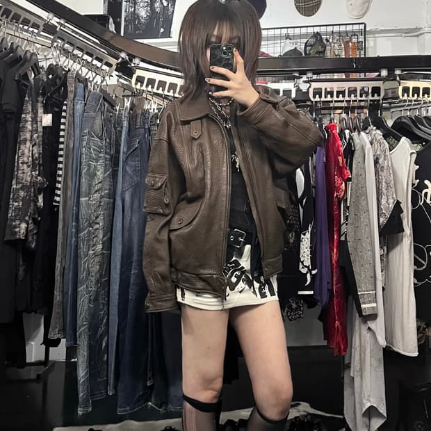 Toma 브라운 레더 자켓