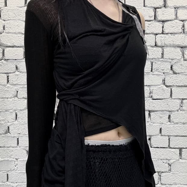 Asymmetric Draped Strap Layered Top