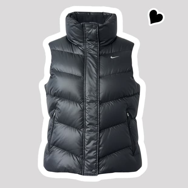 여성 나이키 블랙 오리털 조끼패딩