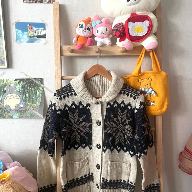 모리걸 빈티지 노르딕 울 가디건 🤎