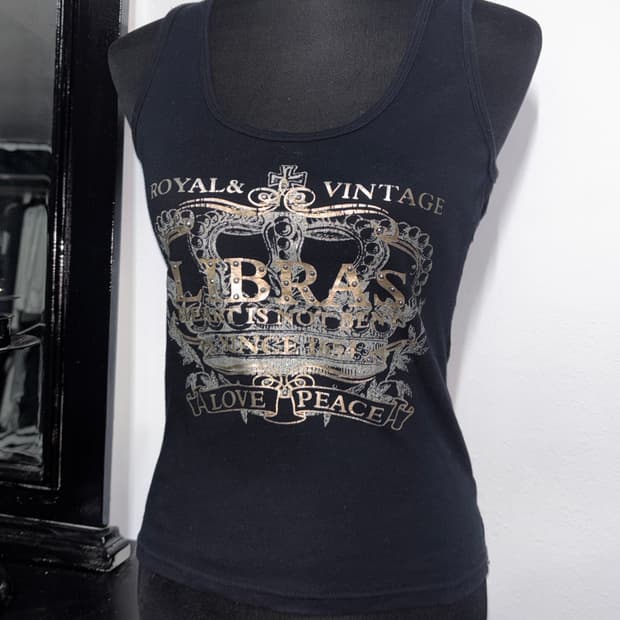 펑크 프린트 민소매 티셔츠