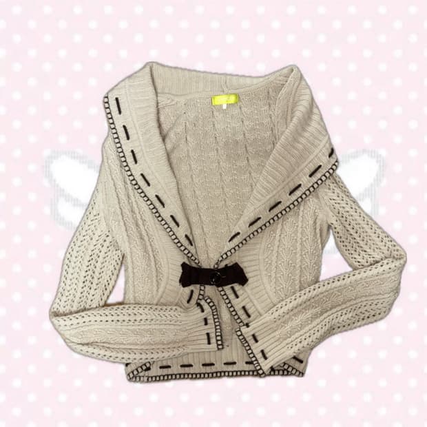 엑시즈팜깔 히메갸루 모리걸 프릴 단추 니트가디건