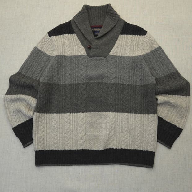 브룩스브라더스 케이블 니트 스웨터 그레이