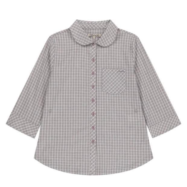 COYSEIO Round Collar Capri Shirt Ash Pin
