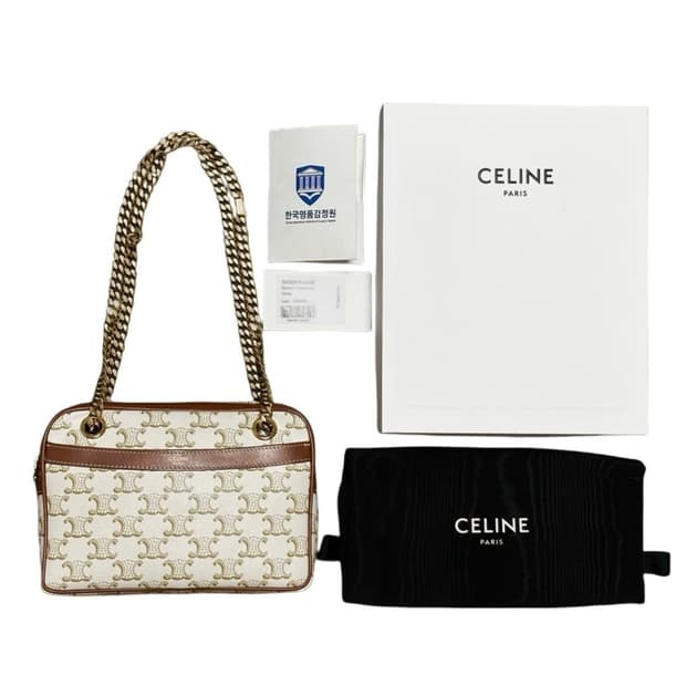 셀린느 트리오페 파타팡스 스몰 트리옹프 화이트 탠. 리사백