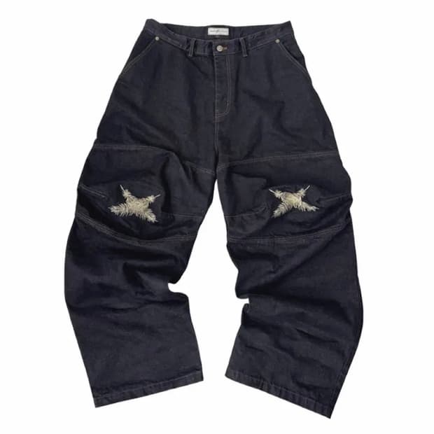 (3)아오이로 오오키 페더 데님 팬츠 다크 인디고