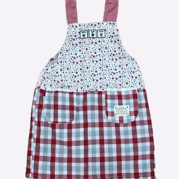 일본빈티지 모리 레이스 체크 앞치마