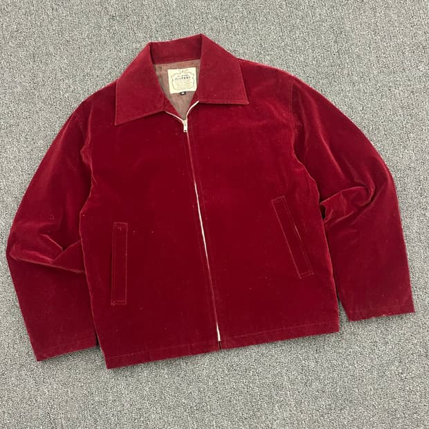M)토레 빈티지 버건디 나일론 벨벳 자켓