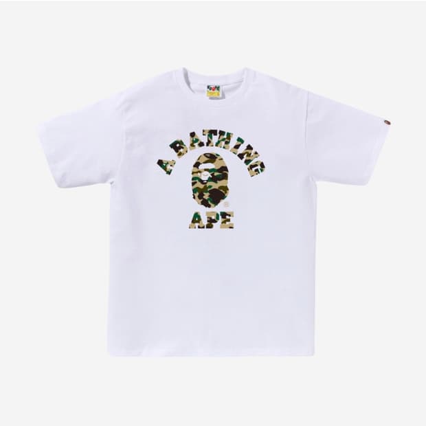 L) Bape 퍼스트 카모 컬리지 티셔츠