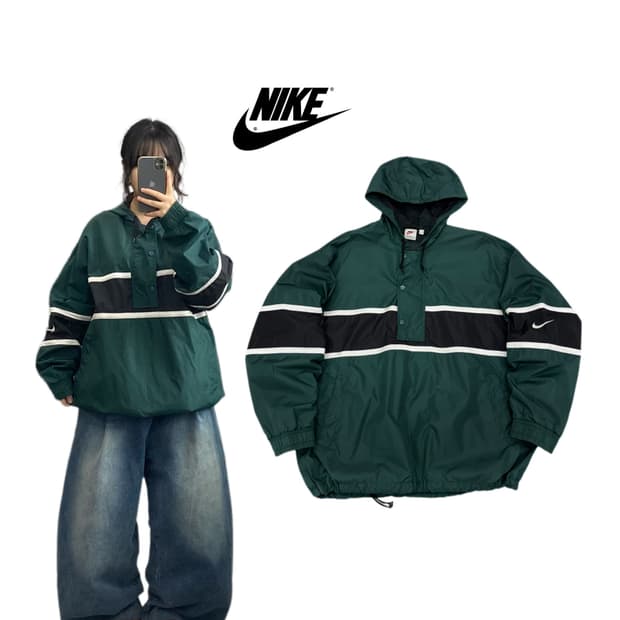 나이키 90s 스우시 올드스쿨 풀오버 아노락 바람막이 자켓