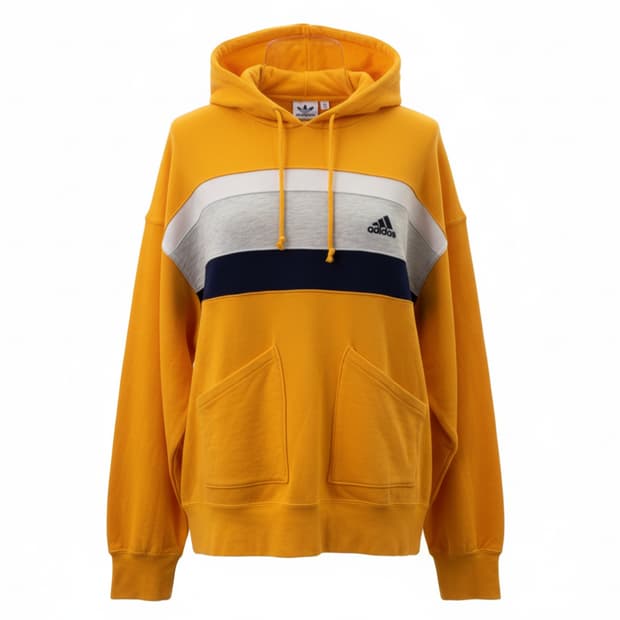 아디다스 ADIDAS 빈티지 삼선 배색 포켓 후드티 1890