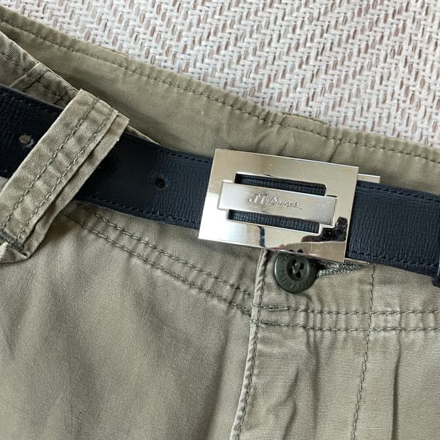 S.T. Dupont 실버 레더 벨트 J03821