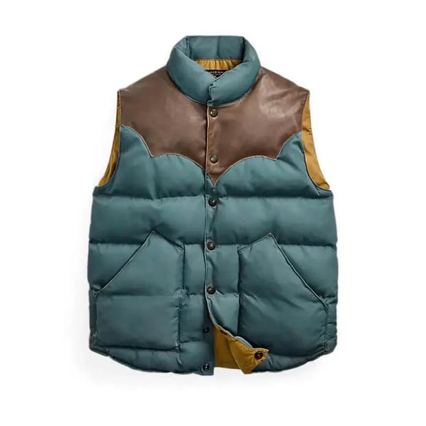 RRL 더블알엘 레더 요크 퀼팅 베스트