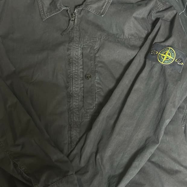 스톤 아일랜드 코튼 캔버스 오버셔츠 블랙