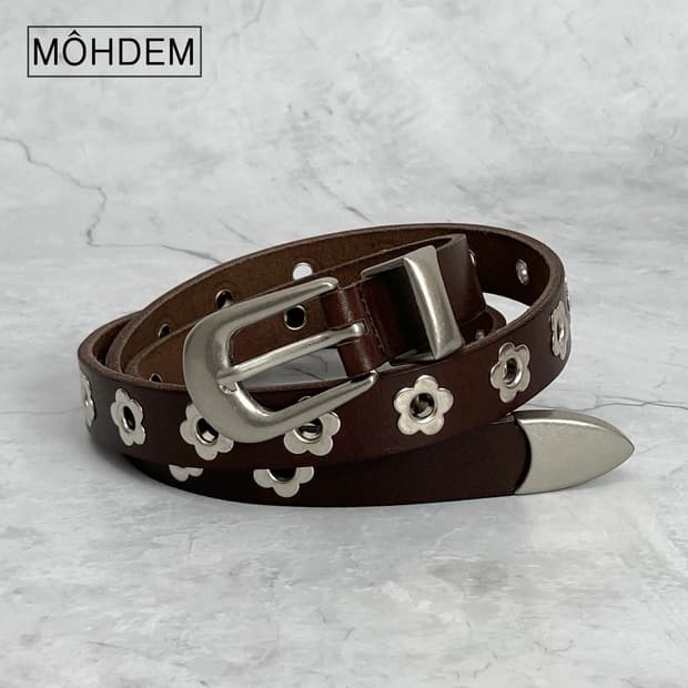 [Unisex] 플라워 아일렛 이태리소가죽 벨트