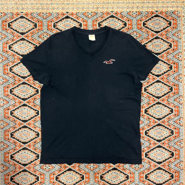 홀리스터 블랙 브이넥 반팔티셔츠 남성L