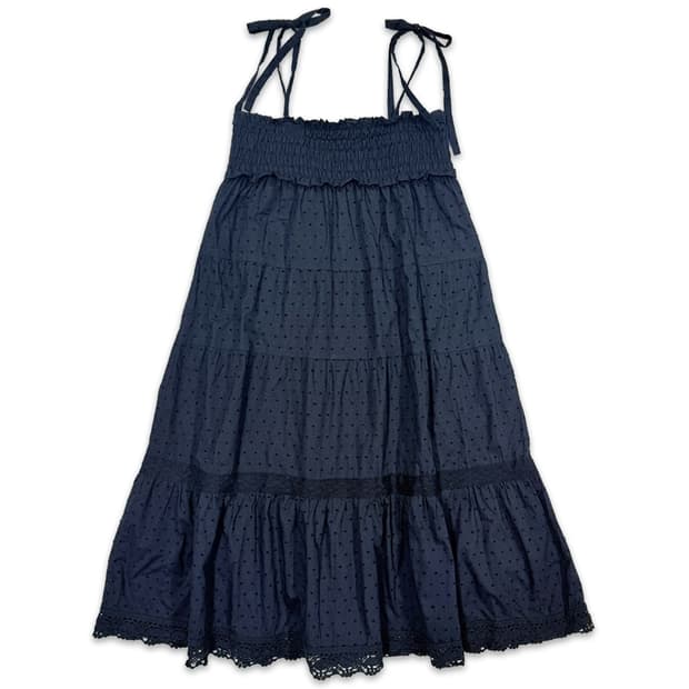 빈티지 네이비 도트 2way 원피스 스커트