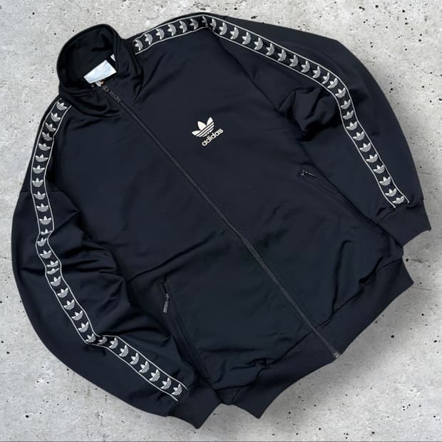[S] 90s 아디다스 트레포일 빈티지 블랙 트랙탑 삼선 져지 B723