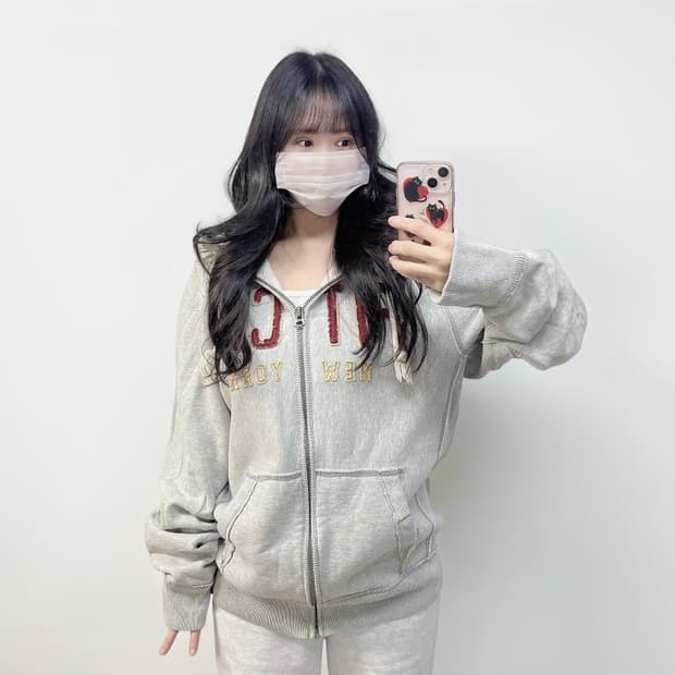 아베크롬비 피치 로고 후드집업 그레이