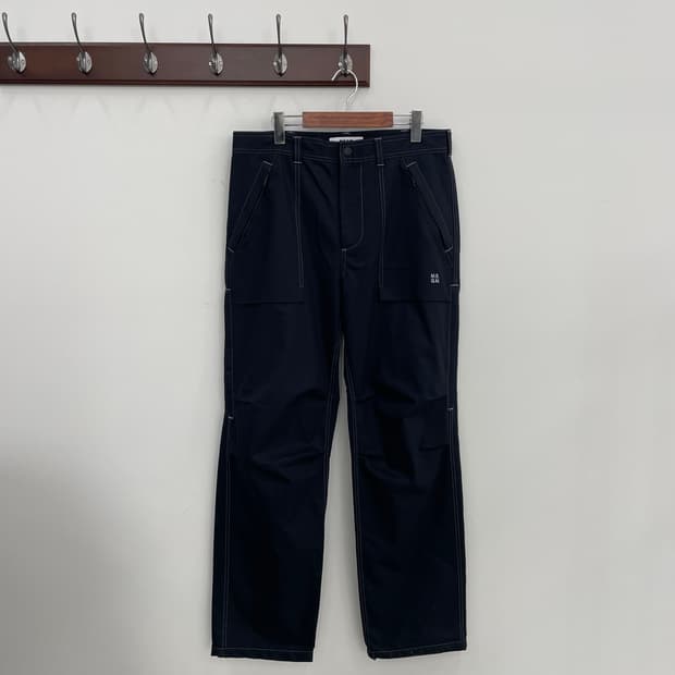  MSGM 블랙 퍼플 스티치 카고 팬츠 바지