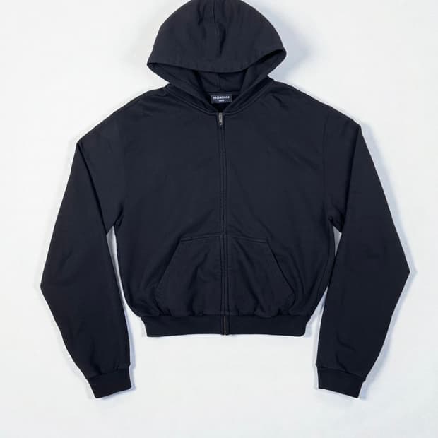 발렌시아가 탭 원아웃 후드 집업 블랙 L사이즈