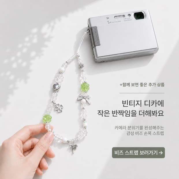 🍀 빈티지 디카 비즈 원석 손목 스트랩 ‧₊˚🍀