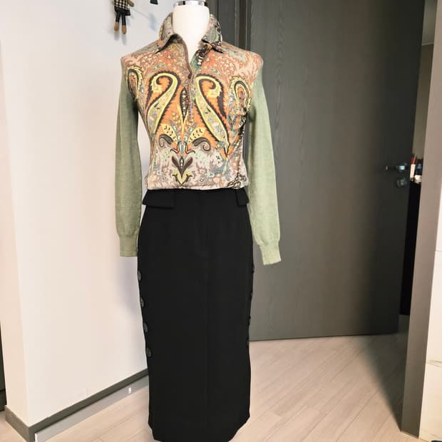 (정품) 에트로 ETRO 페이즐리 패턴 울 혼방 카라 니트/가디건 (42