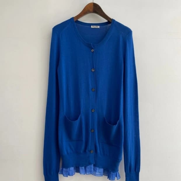 [정품] 미우미우(Miu Miu) 캐시미어 실크 혼방 프릴 가디건